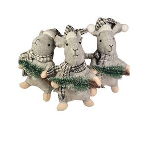 Christmas Mouse Farmhouse tree ornaments Lot of 3 Gray mice - Holiday decor